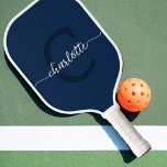 Navy Blue and White Modern Monogram Pickleball Paddle<br><div class="desc">Introducing our Navy Blue and White Modern Monogram Pickleball Paddle, a perfect blend of elegance and modern design. This paddle features a sleek dark blue and white colour scheme, exuding sophistication on the court. With its monogrammed initial, it adds a personalized touch to your game. Crafted with a light weight...</div>