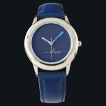 Navy Blue and White Modern Monogram Watch<br><div class="desc">Introducing our Navy Blue and White Modern Monogram Collection: Elevate your home decor with our sophisticated collection featuring a contemporary navy blue and white colour scheme. Each piece is meticulously crafted to exude elegance and style, perfect for adding a touch of modern flair to any room. Whether you're looking for...</div>