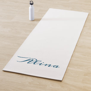 Navy blue and white monogram yoga mat