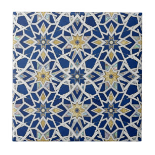 Navy Blue and White Moroccan Zellige Mosaic Tile