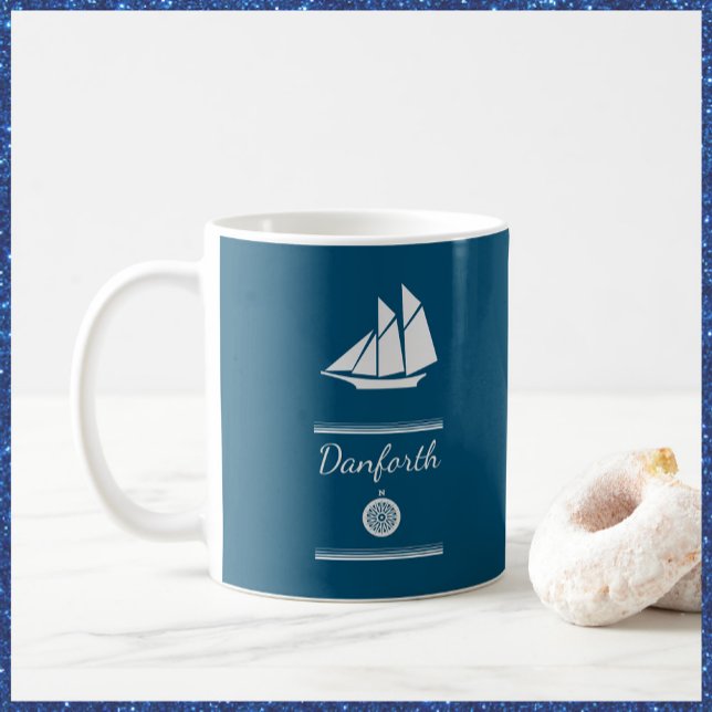Navy Blue and White Nautical  Coffee Mug (Creator Uploaded)