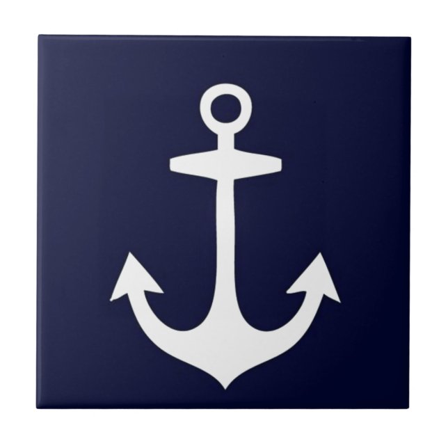 Navy Blue and White Nautical Inspired Tile (Front)