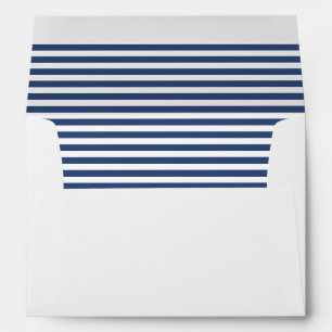 Navy Blue and White Nautical Striped Envelope
