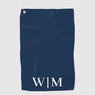 Navy Blue and White Personalized  Golf Towel