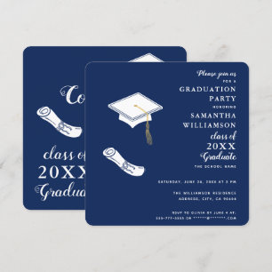 Navy Blue and White Photo Class of 2025 Graduation Invitation