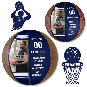 Navy Blue and White PHOTO Custom Mini Basketballs
