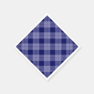Navy Blue And White Plaid Napkin