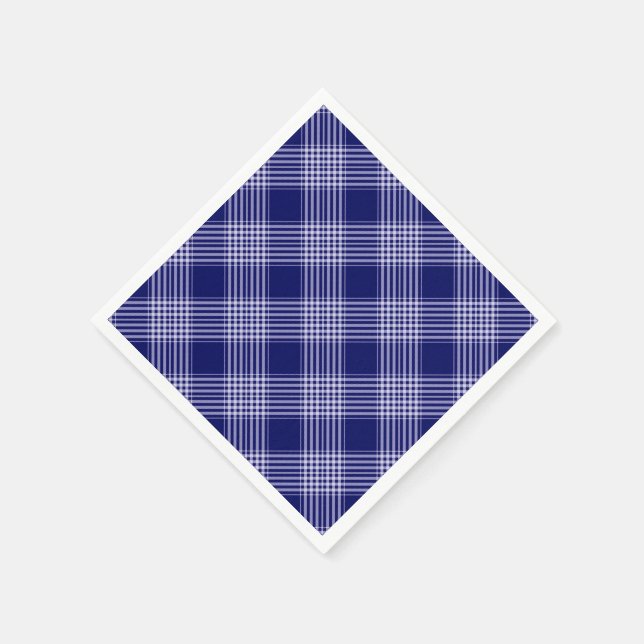 Navy Blue And White Plaid Napkin (Corner)