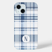 Navy Blue and White Plaid Pattern