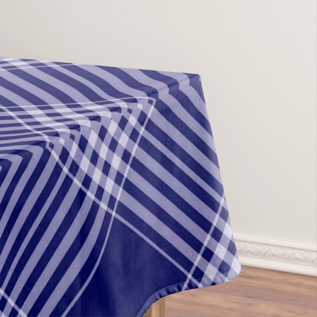 Navy Blue And White Plaid Tablecloth (In Situ)