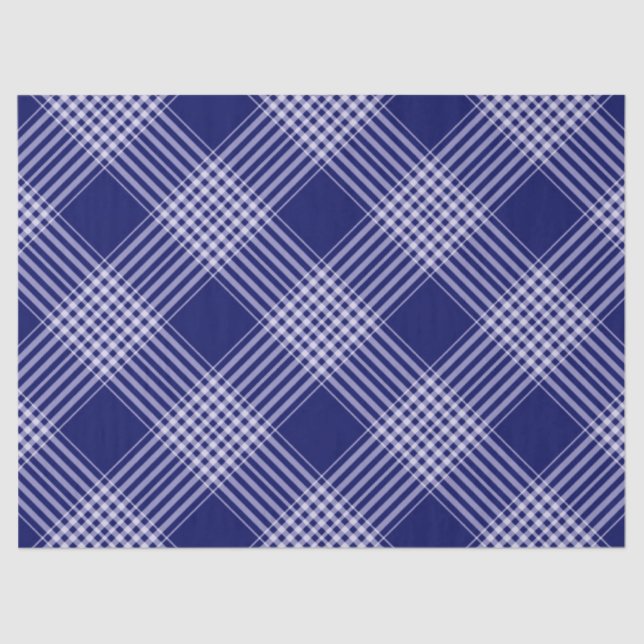 Navy Blue And White Plaid Tissue Paper (Front)