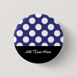 Navy Blue and White Polka Dot Pattern 1 Inch Round Button