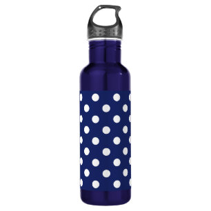 Navy Blue and White Polka Dot Pattern 710 Ml Water Bottle