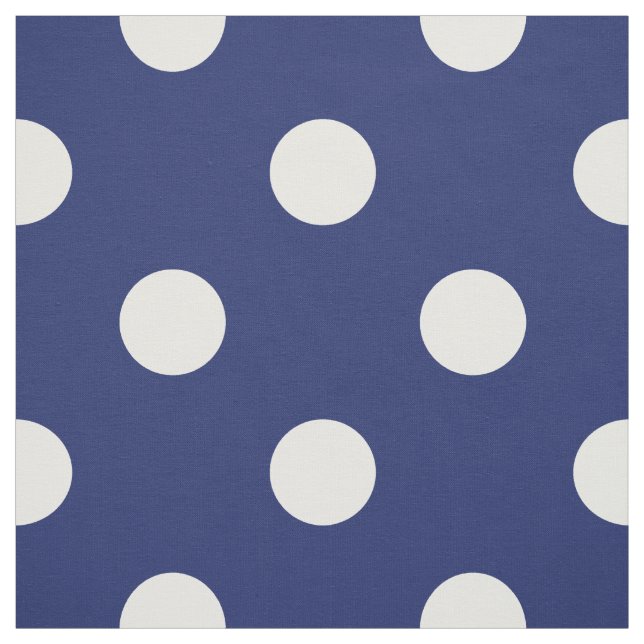 Navy Blue and White Polka Dot Pattern Fabric (Swatch)