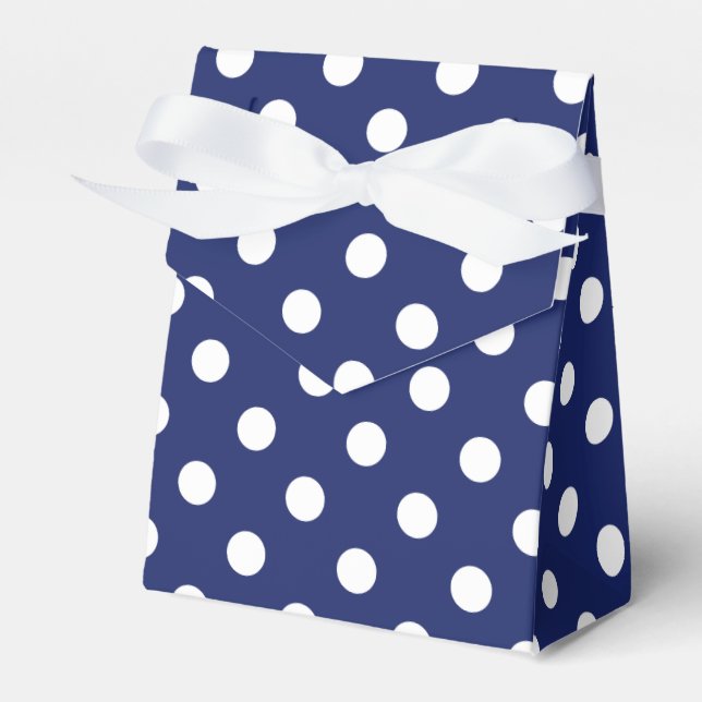 Navy Blue and White Polka Dot Pattern Favor Box (Front Side)