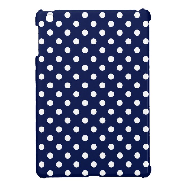 Navy Blue and White Polka Dot Pattern iPad Mini Case (Back)