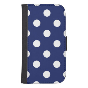 Navy Blue and White Polka Dot Pattern Samsung S4 Wallet Case