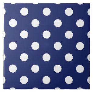 Navy Blue and White Polka Dot Pattern Tile
