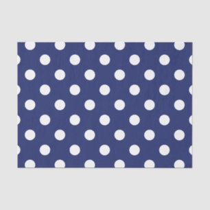 Navy Blue and White Polka Dot Pattern Tissue Paper