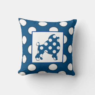Navy Blue and White Polka Dot Throw Pillow
