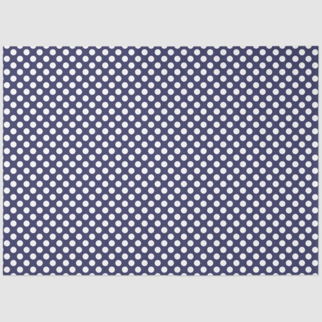 Navy Blue and White Polka Dot Tissue Paper (Front)