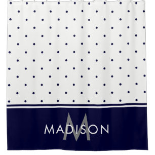 Navy Blue and White Polka Dots