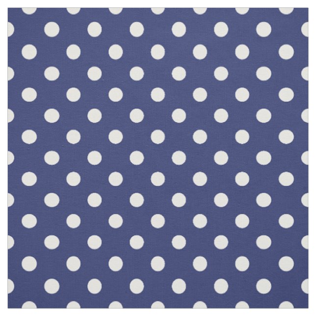Navy Blue and White Polka Dots Pattern Fabric (Swatch)