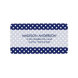 Navy Blue and White Polka Dots Pattern Label