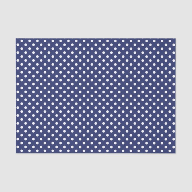 Navy Blue and White Polka Dots Pattern Tissue Paper (Front)