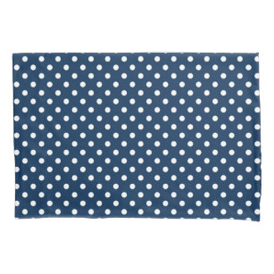 Navy blue and white polka dots pillowcase cover