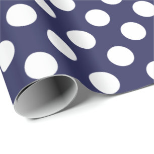 Navy Blue and White Polka Dots Wrapping Paper