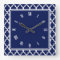 Navy Blue and White Quatrefoil Pattern