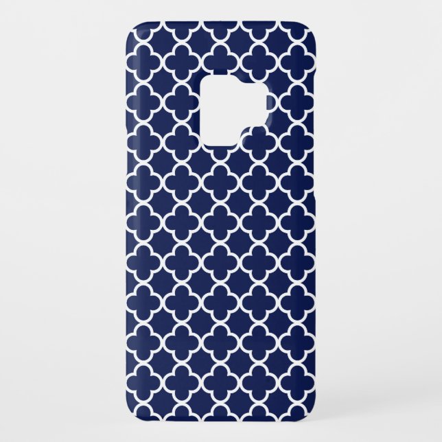 Navy Blue and White Quatrefoil Patterns Case-Mate Samsung Galaxy Case (Back)
