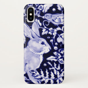 Navy Blue and White Rabbit Bunny Bird Chinoiserie Case-Mate iPhone Case