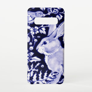 Navy Blue and White Rabbit Bunny Bird Chinoiserie Samsung Galaxy Case