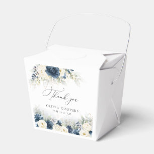 Navy Blue and White Roses Baby Shower Favour Box