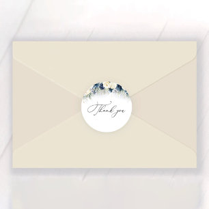 Navy Blue and White Roses Bridal Shower Classic Round Sticker