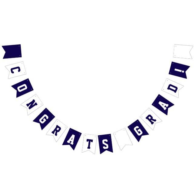 Navy Blue and White School Colours Graduation Bunting Flags (All)