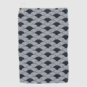 Navy blue and white Seigaiha waves pattern Golf Towel