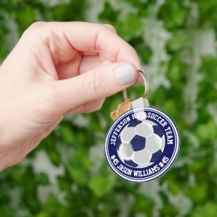 Navy Blue and White Soccer ⚽ Keychain