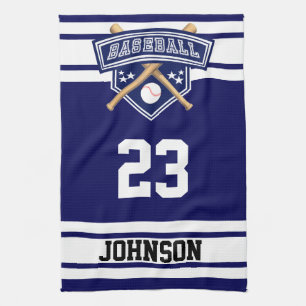 Navy Blue and White Sport Baseball Kitchen Towel