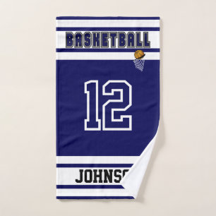 Navy Blue and White Sport 🏀 Basketball Kitchen To Hand Towel
