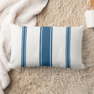 Navy Blue and White Stripe Lumbar Pillow