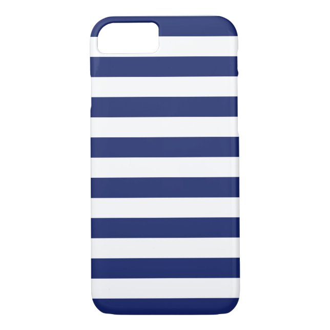 Navy Blue and White Stripe Pattern Case-Mate iPhone Case (Back)
