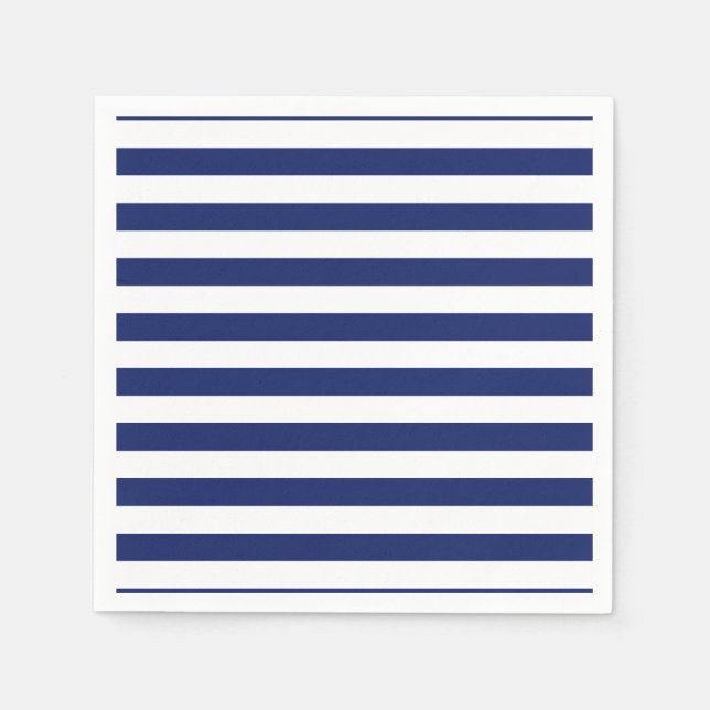 Navy Blue and White Stripe Pattern Napkin (Front)