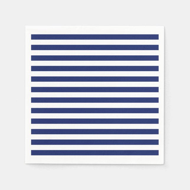 Navy Blue and White Stripe Pattern Napkin (Front)