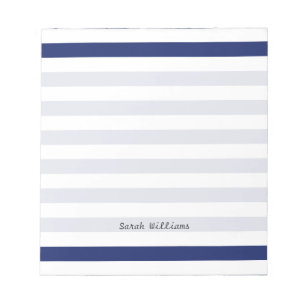Navy Blue and White Stripe Pattern Notepad