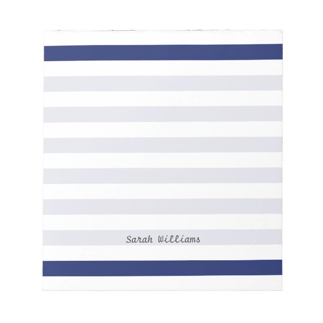 Navy Blue and White Stripe Pattern Notepad (Front)