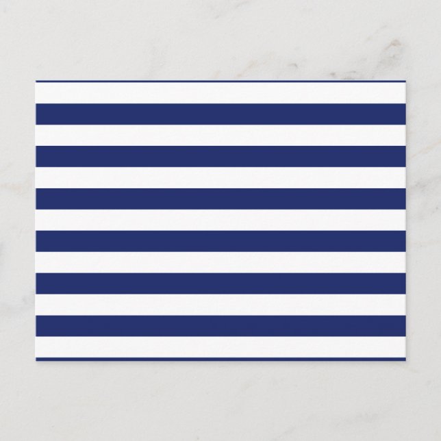 Navy Blue and White Stripe Pattern Postcard (Front)
