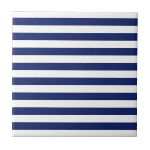 Navy Blue and White Stripe Pattern Tile